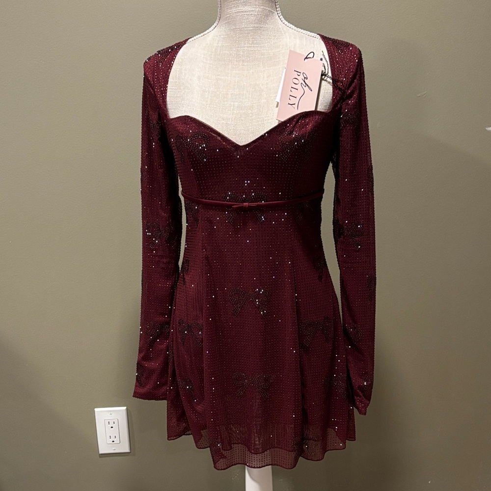 Elegant Burgundy Sequin Dress